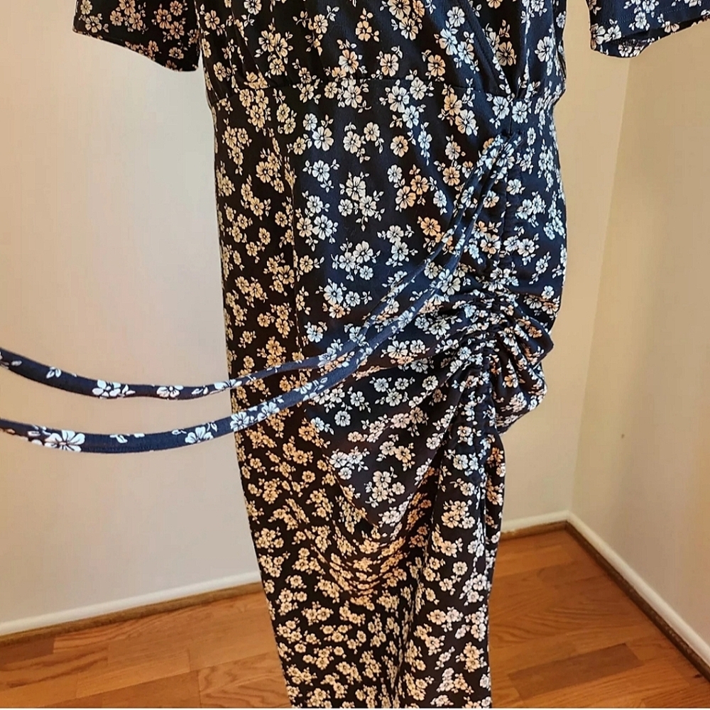 NWT Veronica Beard Women's Black White Mariposa Floral Maxi Ruched Dress XL - Picture 4 of 13